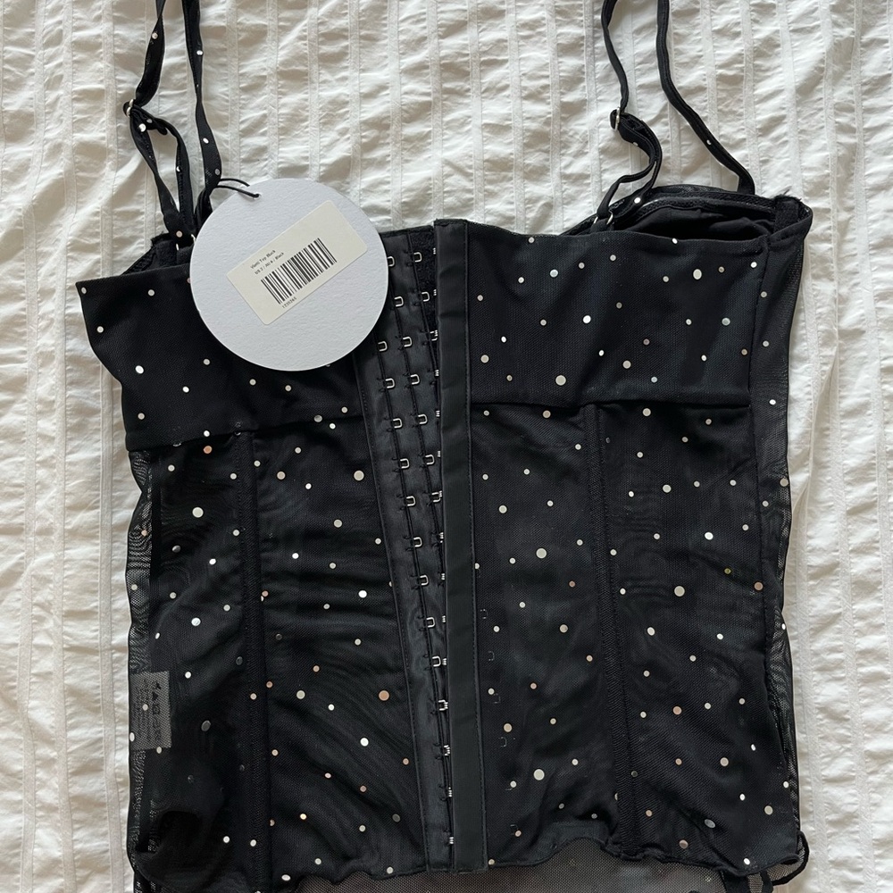 Princess Polly Black Polka Dot Mesh Bustier Cami - Picture 8 of 10